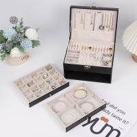 Caja de almacenamiento de Perfume de cuero de 3 Capas de gran capacidad, Caja de joyería, soporte para Cosméticos, Caja de almacenamiento para Collares, pendientes y anillos para Mujer - details 2
