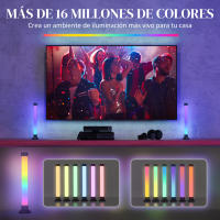 HOMCOM Conjunto de Lámparas de Mesa Inteligente Lámparas de Mesa LED con Control Remoto App Bluetooth Sincronización con Música y Temporizador para Salón Sala de Juegos Dormitorio Blanco - details 0
