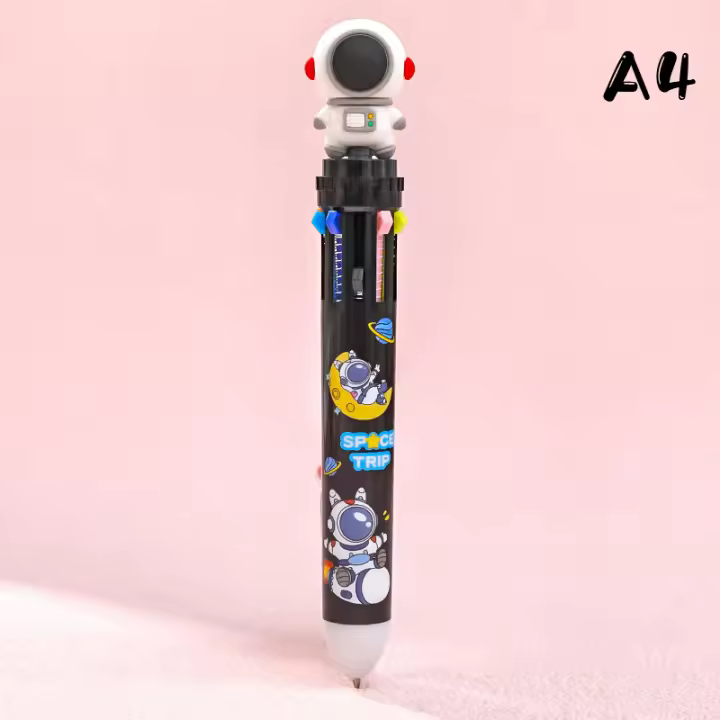 Bolígrafo De Puntas De Bola Astronauta De Dibujos Animados Para Escuela Y Oficina Suministro De Papelería Multicolor Recargable - 1
