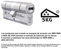 M&C Move Cerradura Puerta Bombín Alta Seguridad 32x32mm MC Anti Topolino Leva Larga Doble Embrague Seguridad Máxima SKG 3 Estrellas Anti Bumping Anti Taladro Color Plateado 5 Llaves Incluidas - details 1