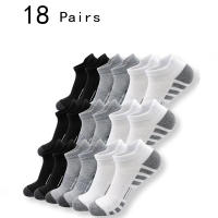 Calcetines Cortos Deportivos Para Hombre 18 Pares Negro Blanco Gris Absorbentes Anti Olor Transpirables No Deslizantes Con Borde Para Correr Y Deportes - details 0