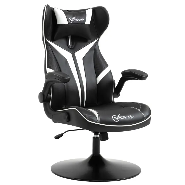 Silla Gaming Silla de ordenador ergonómica con función balancín Silla giratoria Mero regulable en Altura Negro + Blanco 67x75x106-112 cm - 1