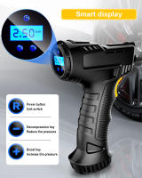 Bomba de aire con cable/inalámbrica para coche, compresor de aire portátil recargable, Digital, equipo de inflado de neumáticos automático, 120W - details 12