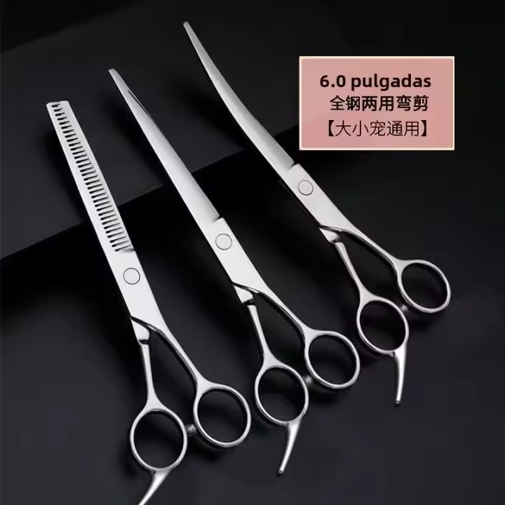 Set De Tijeras Profesionales Para Peluquería De Perros Corte De Pelo Para Poodle Teddy Kit De Peluquería Canina Incluye Tijeras Curvas Y De Afinado - 1