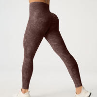Pantalones De Yoga De Cintura Alta Con Acabado Frosted Para Mujer Pantalones De Entrenamiento Y Fitness Con Levantamiento De Glúteos Talla Fija Secado Rápido Y Sin Hierro Leggings De Exterior - details 11