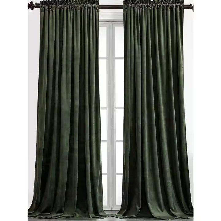Cortinas Elegantes Modernas Francesas Para Sala De Estar 1PC Decoración Con Tejido De Algodón 100% Ajuste a La Ventana Francesa Cobertura Total De Luz - 1