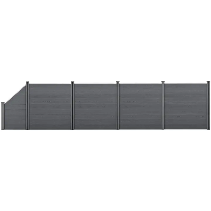 Valla de jardín de WPC - Pantalla de privacidad - 183 x 799 cm - Gris [neu.holz] - 1