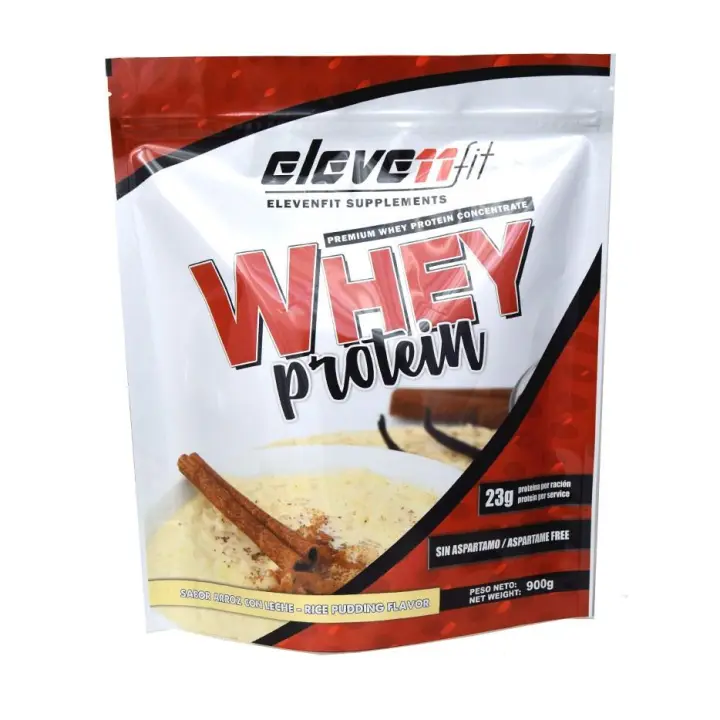 Eleven Fit Proteina Whey Pro, Concentrado de Suero / Aumenta Masa Muscular / BCAA's y Antioxidantes / Refuerza Huesos y Defensas / Bajo en Grasas y Carbohidratos, Sabor Arroz Con Leche, 900GR - 1
