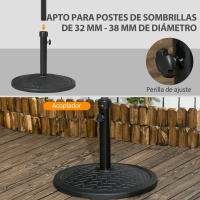 Outsunny Base de Sombrilla de Hormigón Soporte para Parasol de 14 kg Pie de Parasol para Mástil de Ø32-38 mm para Jardín Terraza Patio Ø46x34 cm Negro - details 3