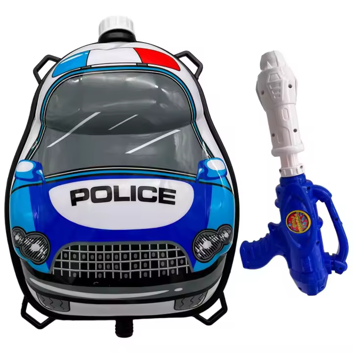 Pistola de Agua con Mochila Infantil Policía , Juguete de Verano, Playa, Piscina, Vacaciones, Campamento para Niños y Niñas, Pistola de Agua Infantil +3 años, Regalo Cumpleaños, Color Azul - 1