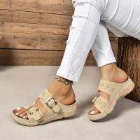 Sandalias De Verano Para Mujer Con Dobles Frenos Y Plataforma Cómodas Talla Grande Zapatos Casuales Con Hebilla Cierre Modernos Material PU Suela De Goma - details 5