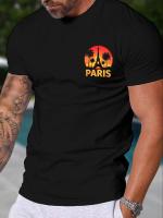 Camiseta De Verano Para Hombre Estilo Casual Con Diseño Artístico De Árboles De Palma Y Torre Eiffel En París Impresión Trendy - details 1
