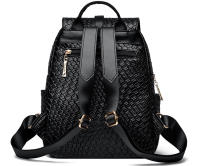 Mochila De Cuero Para Mujer LANYIBAIGE Estilo Vintage Casual Día Escuela Bolsa De Mano Negra Con Cierre De Cremallera - details 8