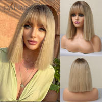 Peluca Sintética EASIHAIR Bob Con Franja Rubia Ligera Y Beige Natural Para Mujeres Uso Diario Cosplay Resistente Al Calor Tamaño Promedio Densidad 150% - details 10