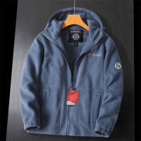 Chaqueta De Piel De Oveja Gruesa Para Hombres Invierno 2024 Casual Cuello En V Cierre De Cremallera Manga Regular Con Capucha Diseño De Moda Adecuada Para Esquí Y Exterior - details 7