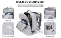 Mochila De Viaje Negocios Con USB Para Hombres Y Mujeres Mochila Antirrobo Con Compartment Para Portátil Aprobada Por Aerolíneas Capacidad De 36-55 Litros Material De Nylon - details 2