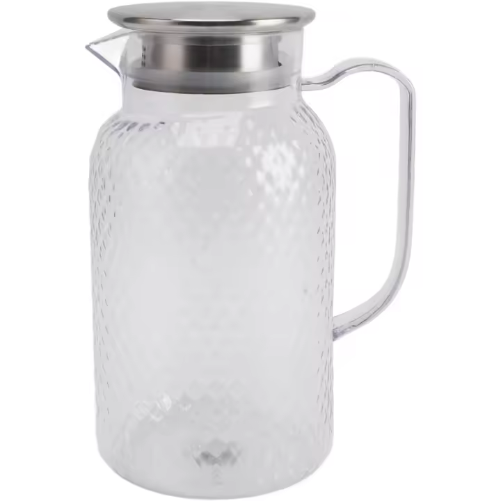Jarra de Agua acrílica, Jarra de Vidrio de gran capacidad de 1500 ml con Tapa y ASA, Jarra transparente resistente al calor. - 1