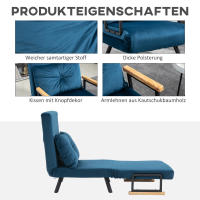 Sofá Cama Reclinable Función Cama de invitados Cama de terciopelo Respaldo ajustable Azul 63x73x81cm - details 2