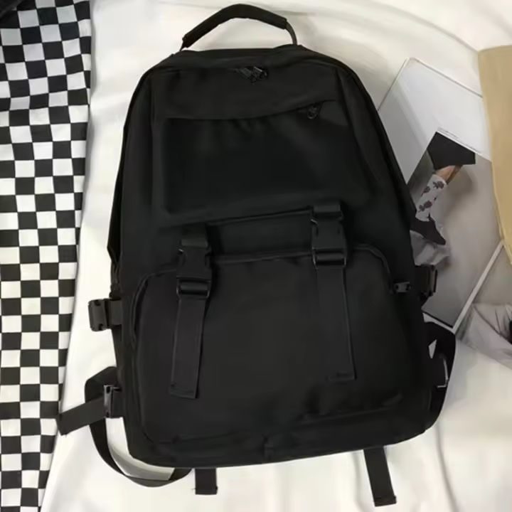 Mochila Preppy Para Estudiantes Gran Capacidad Botón Viaje Sólida Simple Harajuku Chic Moda Retro Unisex Alta Calle - 1