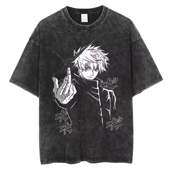 Camiseta De Anime Harajuku Verano 100% Algodón Manga Corta Sobredimensionada Vintage Streetwear Para Hombres - 1