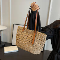 Bolso De Hombro Para Mujer Casual De Rotura Gran Capacidad Tejido De Paja De Verano Bolso De Playa Bolso De Viaje Para Dama - details 2