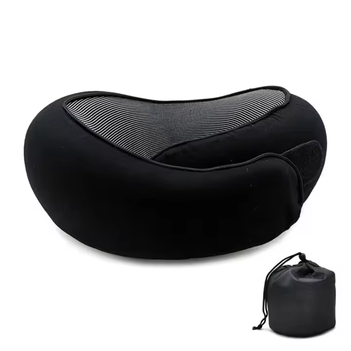 Almohada De Viaje De Espuma Memory Foam U-Cuadrada Soporte De Cuello Estilo Caracol Ajustable Suave Para Descanso Del Mediodía Y Sueño - 1