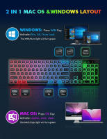 Teclado Y Ratón Inalámbricos RGB Retroiluminados Recargables Tamaño Completo Ergonómico Con Modo Sueño 2.4GHz Para Desktop Laptop Tablet - details 8