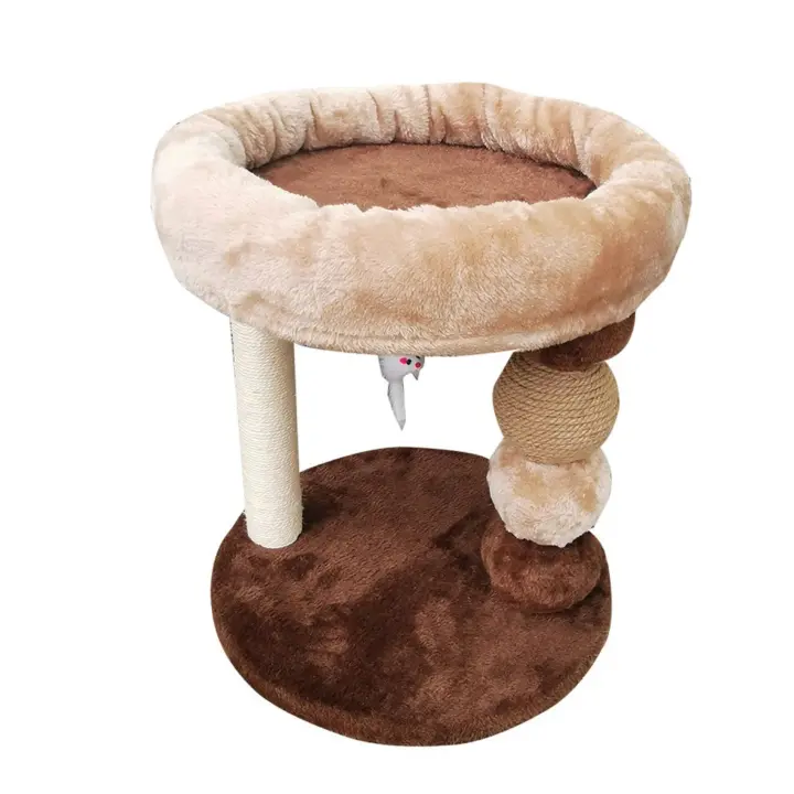 COTTECOTA-Torre de Arbol para Gatos Marrón/Gris Poste Rascador para Gatos de Interior con Cojin para Gatos y Raton Colgante Interactiva, Ideal para Gatitos y Gatos Arbol marron Postes de Sisal Arbol con cama superior - 1