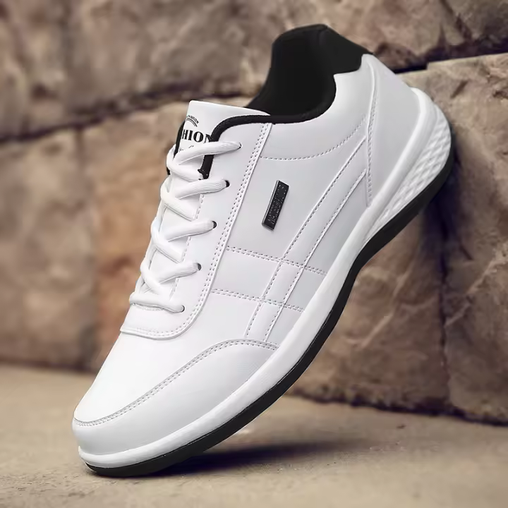 Zapatillas deportivas para hombre de gran tamaño, zapatillas deportivas de cuero ligeras para caminar - 1