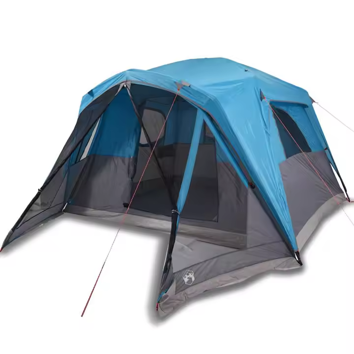 vidaXL Tienda campaña familiar con porche 6 personas impermeable azul - 1