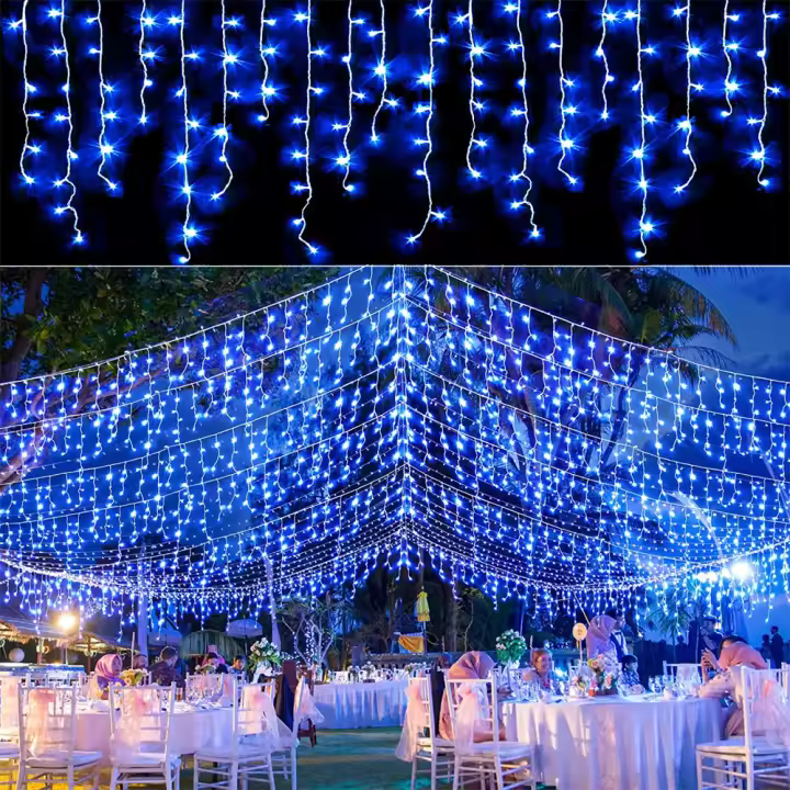 Luz De Encaje De Navidad LED Cadena De Icicles 4M Decorativa Exterior Jardín Calle Faiy Light Droop 0.4-0.6m Luces De Navidad Multicolor - 1