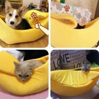 Cama De Perro Gato Forma De Plátano Caliente Almohadilla Cómoda Para Pupusas Y Gatitos Sillón Portátil Para Mascotas Material De Peluche Coral - details 7