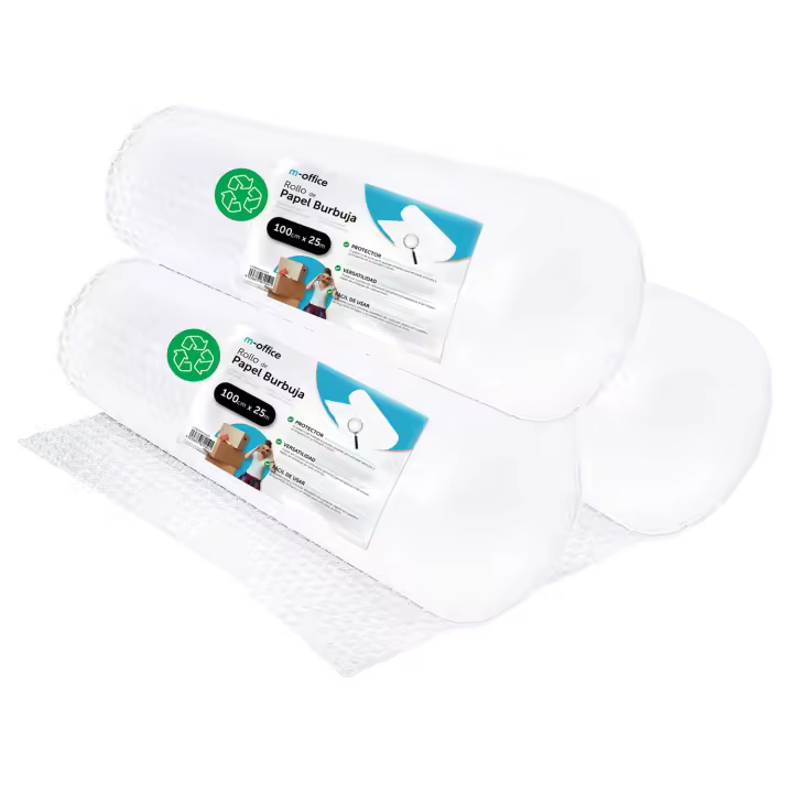 Rollo Plástico de Burbujas, Rollo de Burbujas Reciclado para Embalar, Plástico de Burbujas para Mudanzas, Embalajes y Cajas, Plástico de Burbujas para Embalaje · m-office (100cm x 25m, 3 und) - 1