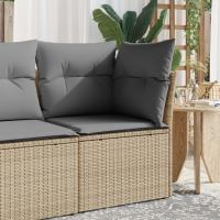 vidaXL Sillón de esquina de jardín con cojines ratán sintético beige en color beige y gris/Marrón/Gris y más | acolchados duraderos para sofás de jardín terraza exterior - details 0