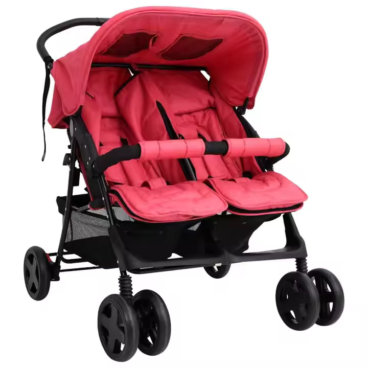 vidaXL Carrito para gemelos de acero rojo - 1