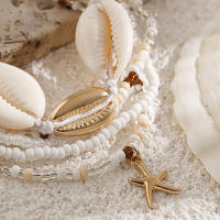 Ingemark 6Pcs/Set Pulseras De Cuentas Boho Para Mujer Anillo De Tobillo Elástico Con Colgante De Estrella De Kpop Joyería De Playa Verano Regalo Geométrico - details 7