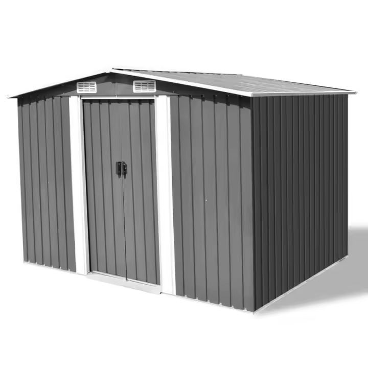vidaXL Caseta de jardín de metal 257x205x178 cm gris - 1