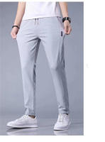 Pantalones Casuales Para Hombre De Seda Con Hielo 2024 Verano Negro Gris Delgados Negocios Casual Pantalones Rectos Elásticos Transpirables Para Exteriores - details 9