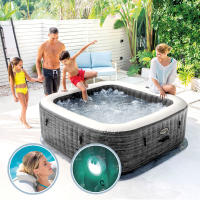 Spa hinchable exterior e interior INTEX para 4 personas, Medidas 175x175cm, material PVC Lam,  capacidad 795 litros, temperatura del agua 10º- 40º, bañera portátil inflable, con accesorios incluidos - details 4