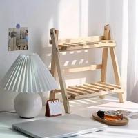 Estante De Madera De 2 Niveles Organizador De Escritorio Estante De Mostrador Para Oficina Estantería De Almacenamiento Para Espacio De Vida - details 1