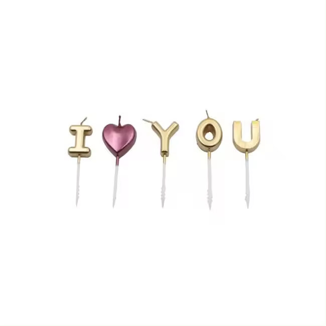 Velas Doradas I Love You para Decoración Romántica - 1