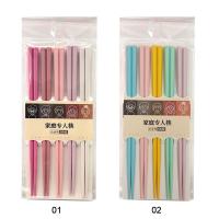 5Pares De Palillos De Colores Macarón Estilo Japonés Antideslizantes Resistente a Altas Temperaturas Para Sushi Uso Reutilizable Utensilios De Cocina De Plástico Sin Pintura Ni Olor Regalo Único - details 2