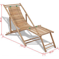 vidaXL Tumbona de exterior con reposapiés bambú Sillas de Exterior Ideal para jardín, playa, piscina, terraza Tumbona Piscina Tumbonas Playa Tumbonas Jardín Exterior - details 6