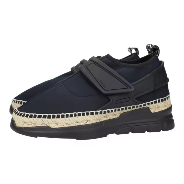 Zapatillas marca MADE IN SPAIN para hombre en color negro. Espadrilles para hombres en color negro, con piso de goma y esparto, velcro, hechos en España - 1
