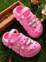 Clogs Casuales Para Niñas Con Decoraciones De Corazones Secado Rápido Ligeros Y Antideslizantes Adecuados Para Baños Internos Y Externos - details 15