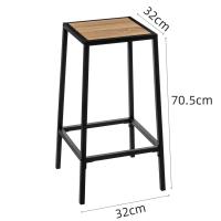 ARISE SHOP-Juego de 2 Taburetes Altos de Color Negro y Madera,Taburetes de bar sin respaldo para isla de cocina, comedor, 32 x P. 32 x H. 70,5 cm - details 1