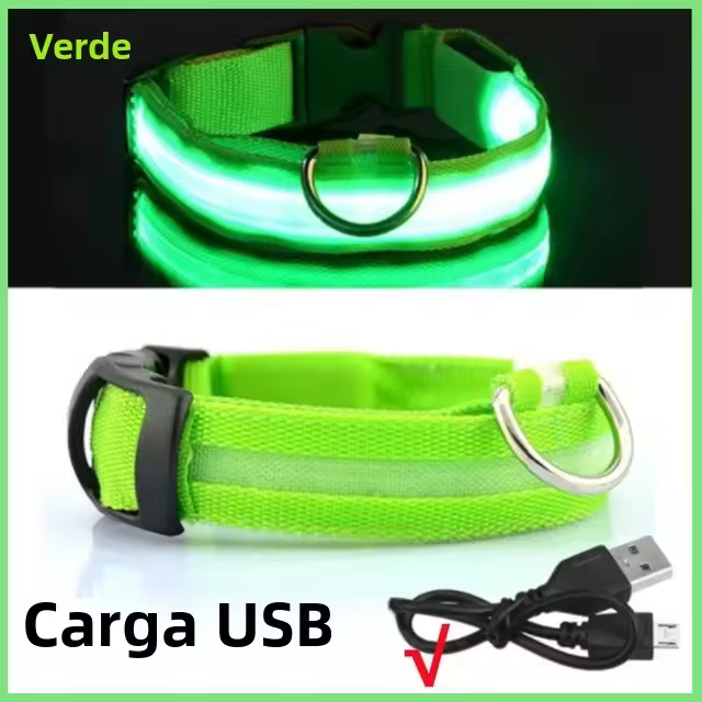 Collar LED Para Perros Ajustable Y Recargable Luminoso Para Noche Anti-Pérdida Correa De Luz Para Pequeños Perros - 1