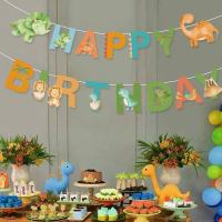 Guirnalda De Feliz Cumpleaños Con Dinosaurios Decoración De Fiesta Infantil Con Globos Roar Dino Y Animales Del Árbol De Safari Tamaño 1er Cumpleaños - details 1