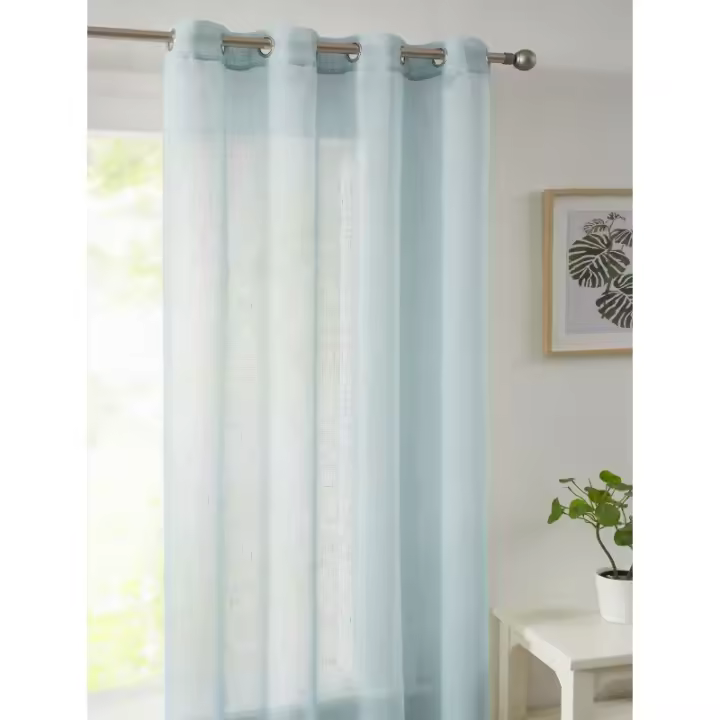 Visillo Rústico Liso con Ollaos, "Classic Line" VCL-001, 140x265 cm, 100% Poliéster, Color Turquesa, Camaltex - 1