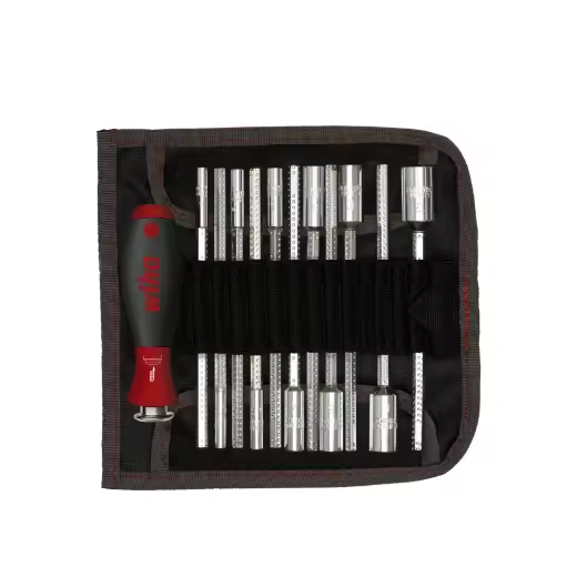 Wiha Juego de Destornilladores con Varillas Intercambiables SYSTEM 6 y Llave de Vaso Hexagonal, 13 Unid. con Bolsa Enrollable - 1